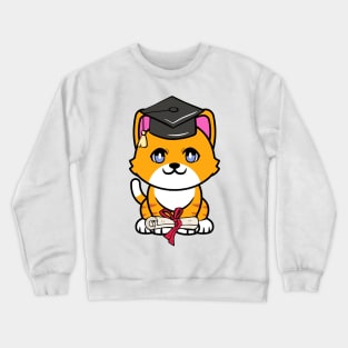 Cute orange cat is a graduate Crewneck Sweatshirt